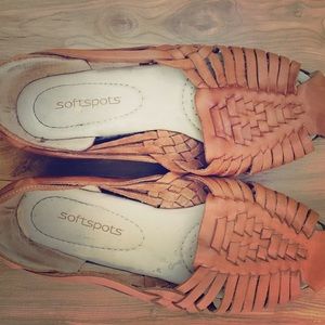 Vintage Brown Leather Woven Sandals